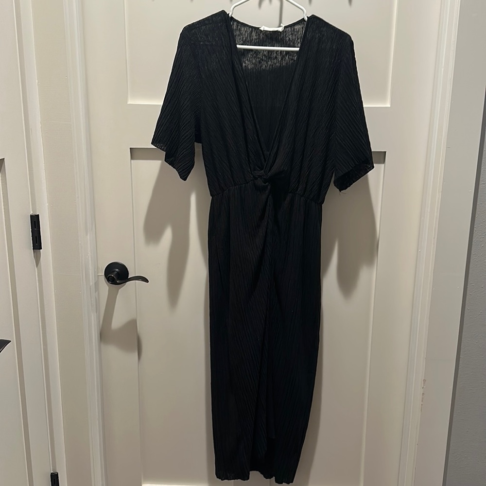 Black deep v dress